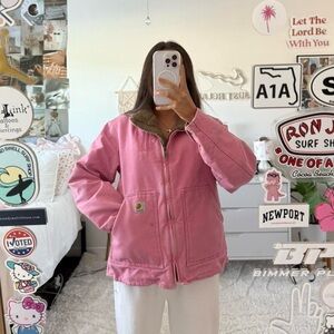 rare pink vintage carhartt fleece jacket